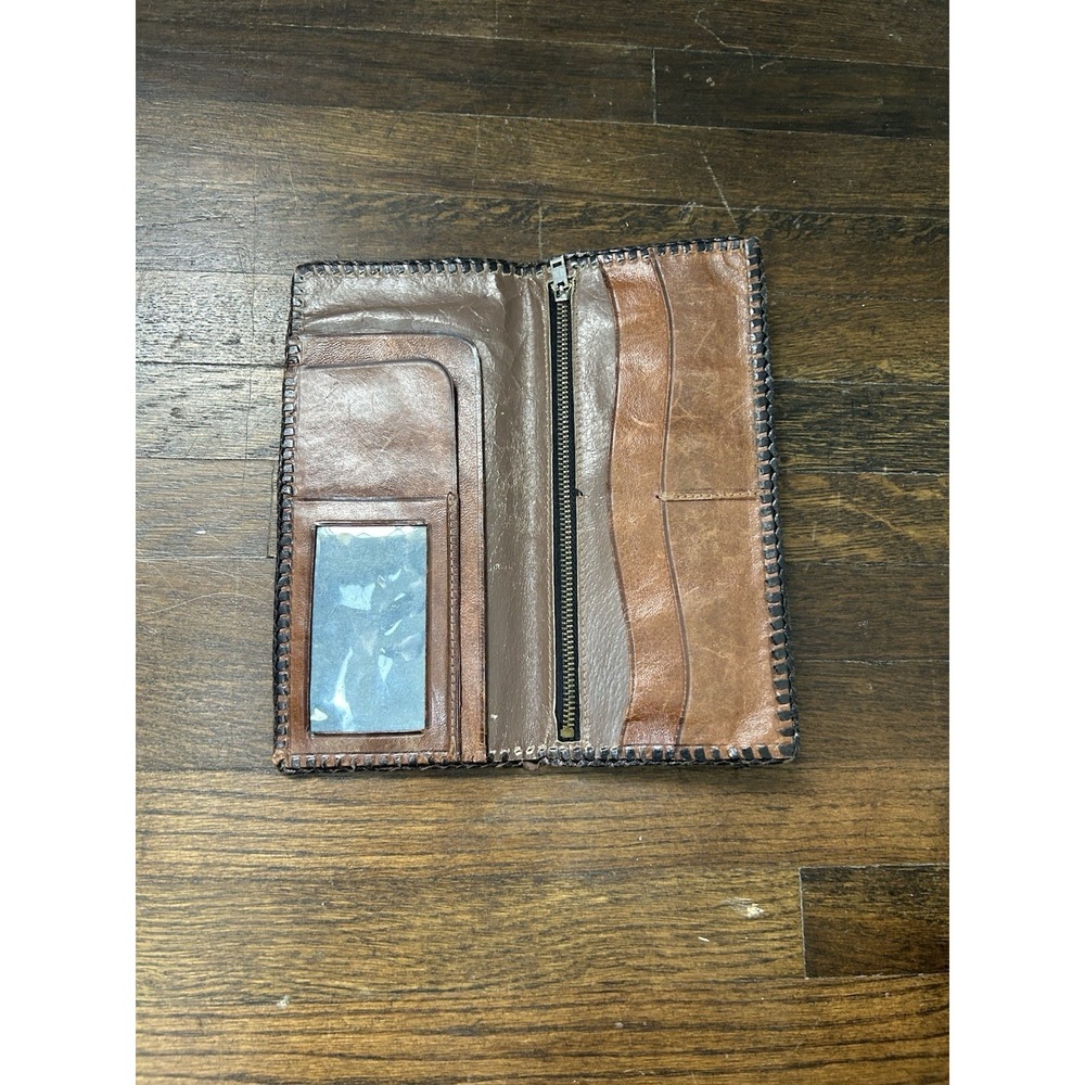 Men's vintage hand-tooled leather wallet Genuine Leather Hand Made In Mexico - Picture 4 of 8